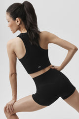 Seamless Modal Ribbed High Neck Delight Bra - Black