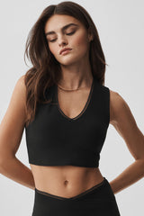 Alosoft Affection V-Neck Bra Tank - Black